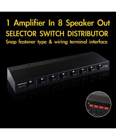 1-In 8-Out Selector Audio Switch Distributor - Snap type wiring Interface