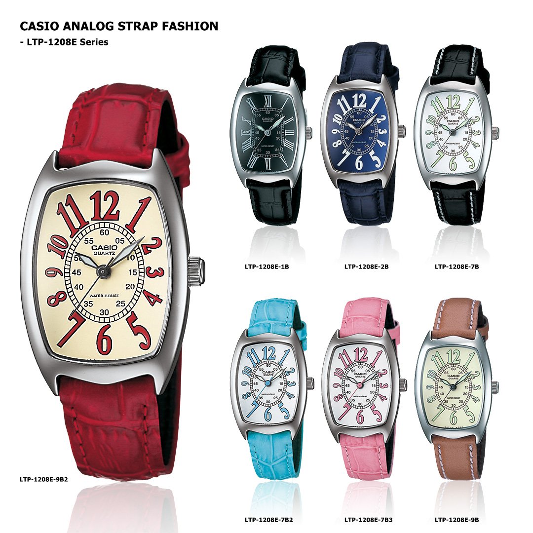 Casio Analog Tonneau Shape Fashion Casual Beauty Fancy Women Quartz Wrist Watch LTP 1208E 7B2