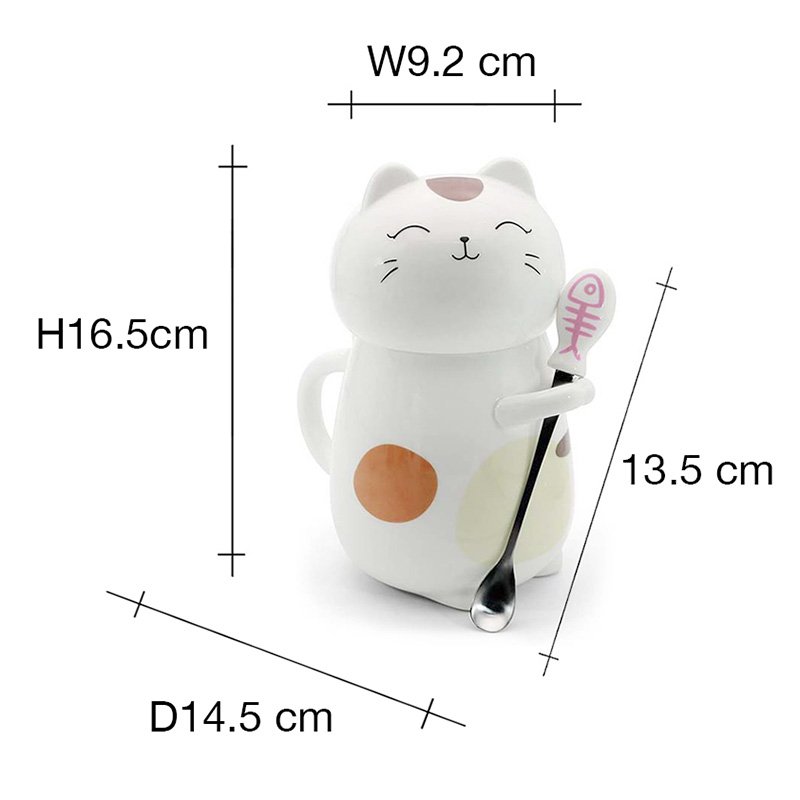 Super Cute 3D Cat Mug Creative Ceramic Coffee Mugs with Spoon