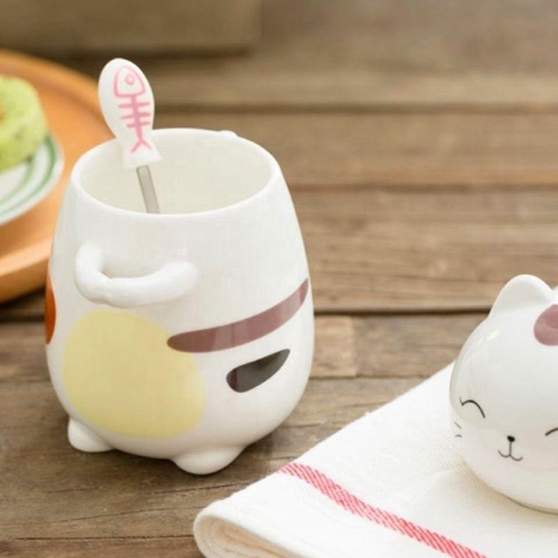 Super Cute 3D Cat Mug Creative Ceramic Coffee Mugs with Spoon