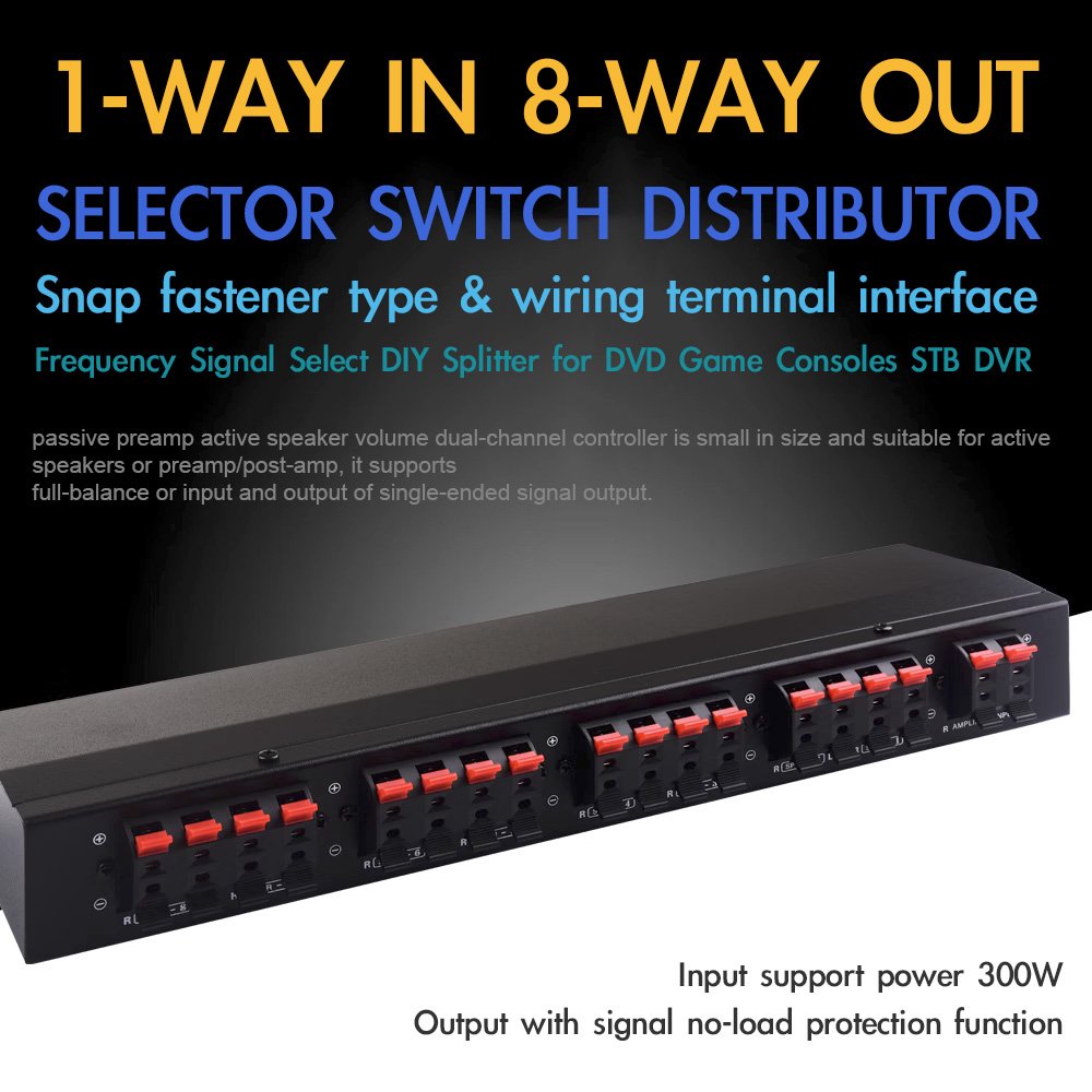 1 In 8 Out Selector Audio Switch Distributor