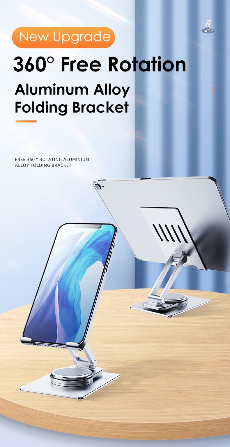 Foldable 360 Rotation Alloy Phone and Tablet Stand