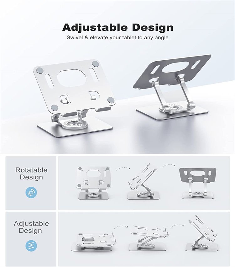 Foldable 360 Rotation Alloy Phone and Tablet Stand